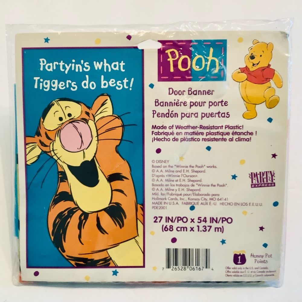 Disney Tigger Door Cover Vintage USA Pooh New In Package Party Plastic